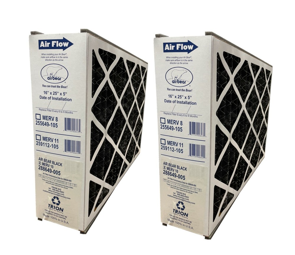 Trion Air Bear 288649-205 (2-Pack) – 16″ x 25″ x 5″ Filter with Carbon, MERV 10
