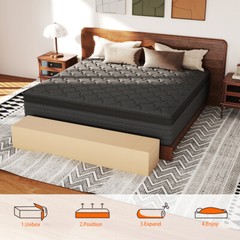 12″ 14″ Gel Memory Foam Mattress Hybrid Spring Twin Full Queen King Bed In A Box