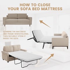 Begonia.K Memory Foam Sofa Bed Mattress Replacement, Full Queen Pull Out Couch