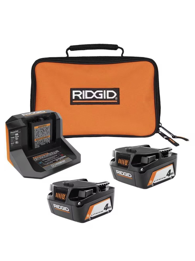 18V Lithium-Ion (2) 4.0 Ah Battery starter kit with charger and bag