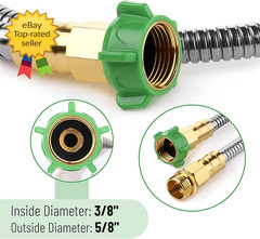 3 Feet Heavy Duty Stainless Steel Short Garden Hose, Metal Water Hose