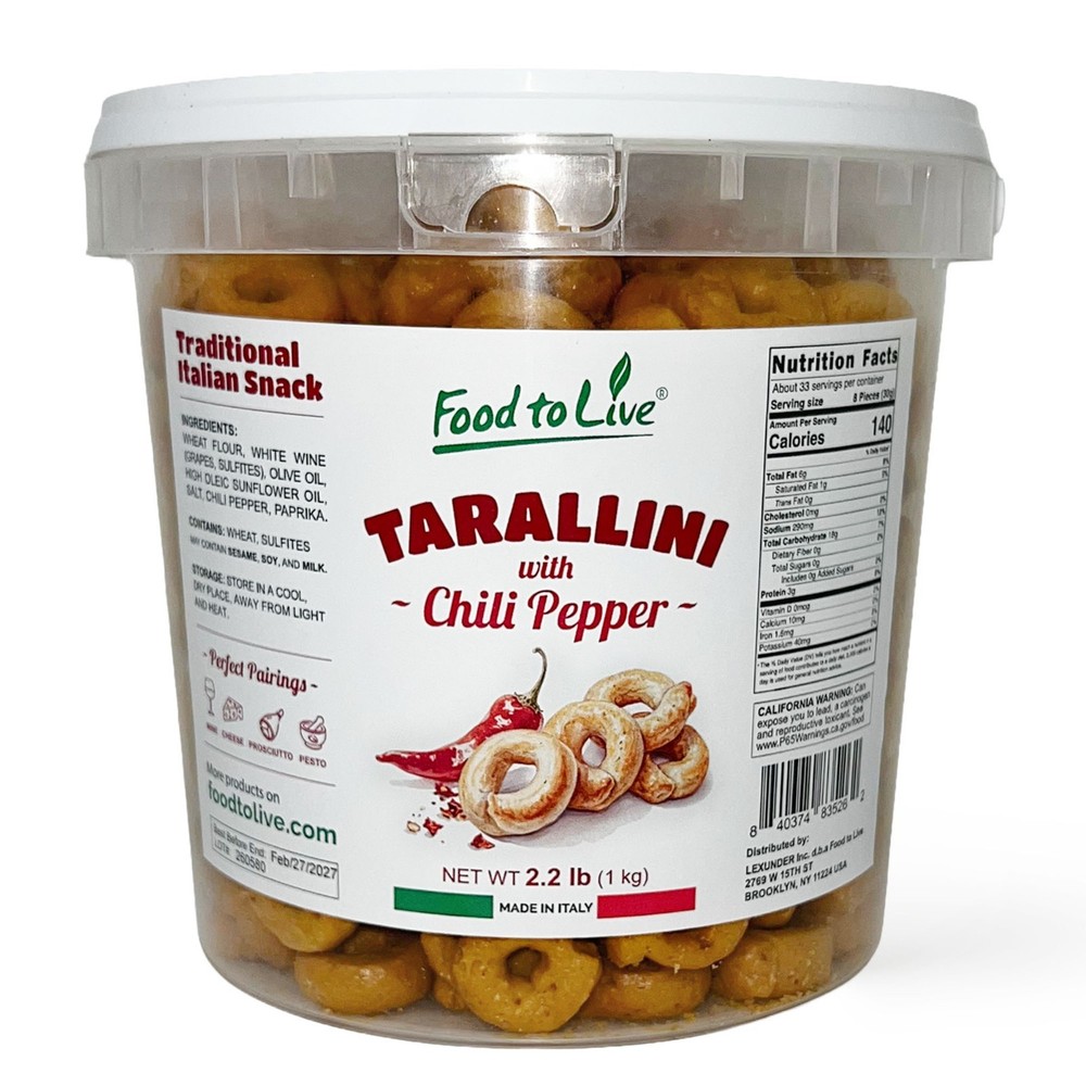 Tarallini with Chili Pepper, 2.2 lb (1 kg) – Vegan – by Food to Live