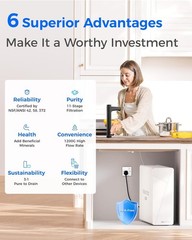 Waterdrop X12 Alkaline Mineral pH+ Reverse Osmosis System,1200 GPD Fast Flow RO