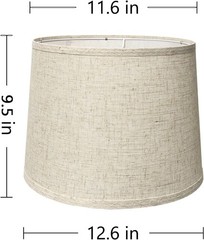 Beige Linen Fabric 11.6×12.6x 9.8in Drum Lamp Replacement Shade (Set of 2)