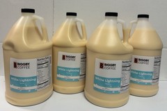 BIGGBY COFFEE WHITE LIGHTNING CHOCOLATE SAUCE THICK SYRUP 4 PACK FRESH NEW