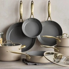 GreenPan Jewel Pro 11-Piece Ceramic Non-Stick Cookware Set Taupe *Damaged Box*