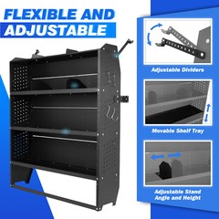 2Cargo Van Shelving Storage for Mid/High Roof Ford Transit 52”W x 60”H x 13”D