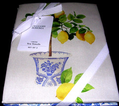 WILLIAMS SONOMA LIMONE TEA TOWELS SET OF TWO 100% COTTON TURKEY NEW WITH TAGS