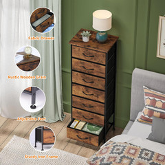 Tall Dresser for Bedroom, Storage Dresser Organizer with 7 Fabric Drawers, Night