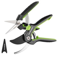 WORKPRO 2PC Pruning Shears 8″ Bypass Pruning Shear 6.25″ Straight Garden Scissor