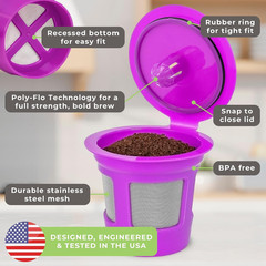 1-Stream Cafe Save Reusable K Cup Coffee 4-Pack Purple