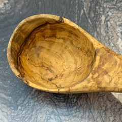 10″ Olive Wood Ladle Handmade in Tunisia, Gorgeous Unique Wood Characteristics