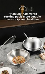 Hammered Titanium Pan, Stainless Steel Layer, Natural Oil Film Non Stick