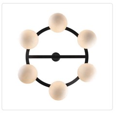 Monteaux Lighting 24.25 in. 6-Light Black and Gold Hanging Pendant Light Fixture