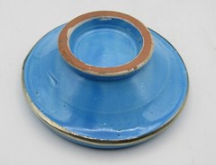 MOROCCAN HANDCRAFTED CLAY POTTERY TAGINE w/NICKEL SILVER OVERLAY (4.25″)