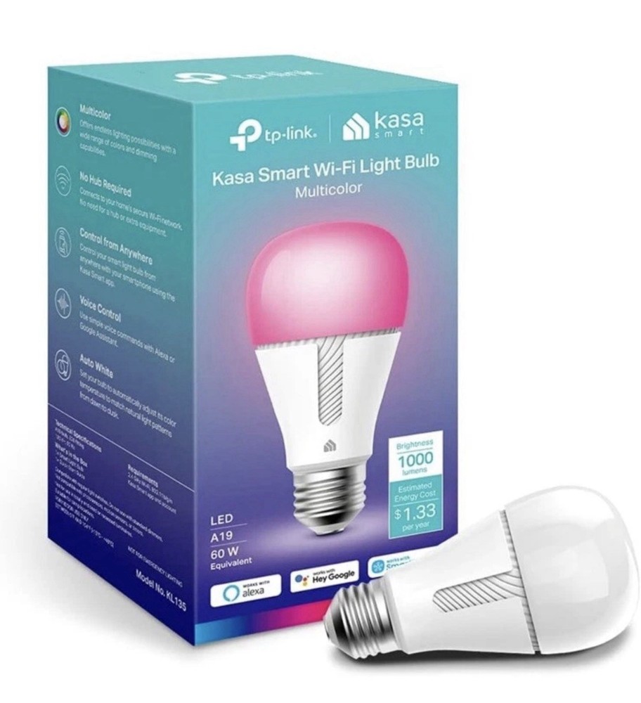 Kasa Smart Light Bulb – LED Multicolor Smart Wi-Fi Alexa Google 1000 Lumens A19