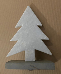 LOT OF 4 CHRISTMAS TREE SHAPED WOOD & MARBLE STOCKING HOLDERS 10.25″ TALL
