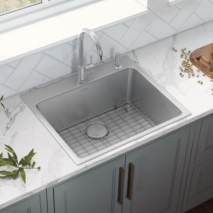 Ruvati 23″x20″ Drop-in Topmount 16 Gauge Single Bowl Kitchen Sink- RVM5923