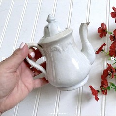 Vintage Chippy Ironstone Teapot Lidded Classic White Stained Crazed