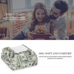 Money Throw Blanket 100 Dollar Bill Cozy Decor Nap Cash Sofa Couch 40×50 Inch