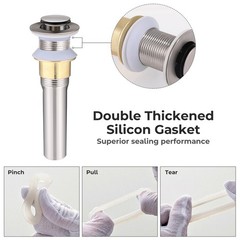 New Bathroom Pop Up Drain Vessel Basin Sink Stopper Brushed Nickel No Overflow