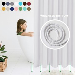 Hotel Quality Fabric Shower Curtain Liner Water Resistant Weighted Bottom Hem