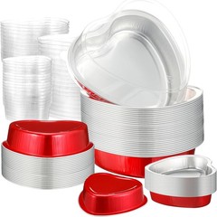 30 Pack Heart Shaped Cake Pans 9 oz, 3.4 and 1.86 oz Aluminum Heart Shaped Foil