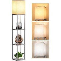 Open Top Floor Lamp W/ Shelves 3 Color Temperature LED Bulb Storage Display New