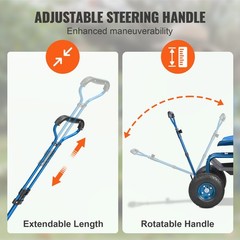 VEVOR Rolling Garden Cart with Seat and Wheels Extendable Steer Handle Blue