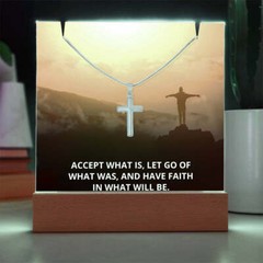 Faith Accept What Is Religious Plaque & Cross Gift Set, Christian Gifts
