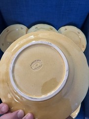 Terre Provence France RARE Stoneware Floral Round Plate Set 8 Must SEE Vtg