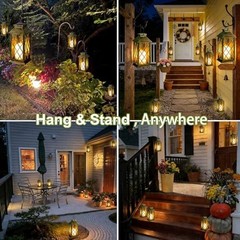 Solar Lanterns Outdoor Waterproof, Flickering Candles Bronze*2, 4.2*4.2*8.7in