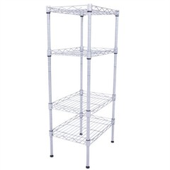 Rectangle Carbon Steel Metal Assembly 4-Shelf Kitchen Storage Rack Silver Grey