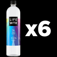 LIFEWTR Purified Drinking Water, 1 Liter, 6 Pack Plastic Bottles. FREE SHIPPING
