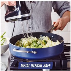 Blue Diamond 5QT Ceramic Nonstick Jumbo Sauté Pan with Lid – Toxin-Free, Dishwas