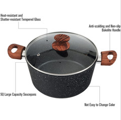 12 Pieces Kitchen Pots & Pans Set Nonstick Cookware Set Granite Coated with Lids