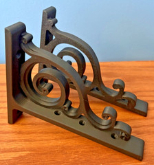 2 Black shelf Shelving Brackets 5 in X 6.5 in Decorative Durable Elegant Sturdy