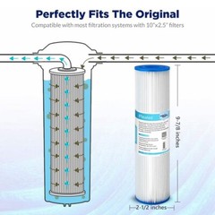 25 Pack 10″x2.5″ Whole House System Pleated Sediment Water Filter 5/20/50 Micron