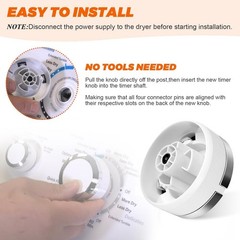 For GE GTD33EASKOWW New Metal+Plastic 1PC Dryer Timer Control Knob WE01X24552