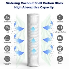 10 Pack 20″x4.5″ Whole House CTO Carbon Block Water Filter for Big Blue Housings