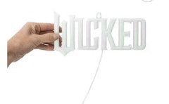 Wicked Lighted Wall Sign Letter Shape, Horizontal, Green Purple White Plastic