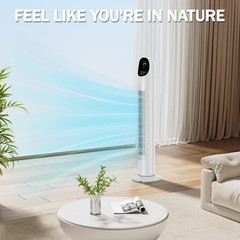 36″ Tower Fan for Bedroom, Bladeless Floor Fan with Remote Control, Digital Disp