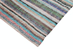 4.6×25 ft Colorful Vintage Turkish Long Runner Rug, Flat-Weave Hallway Kilim