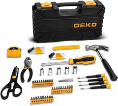 62-Piece Household Tool Set：Small Basic Home Tool Kit with Plastic Toolbox, Hand