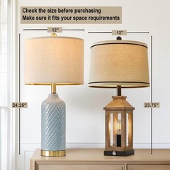 Luxurious 24.25” Energy Efficient LED Table Lamps Set in Blue for Cozy Spaces