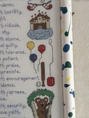 VTG Handmade Cross Stitch Sampler Children Learn What They Live Framed Art Decor