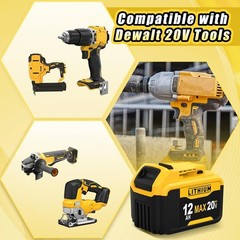 Pack 12.0AH For DeWalt 20V 20 Volt Max XR Lithium Ion Battery DCB206-2 DCB205-2
