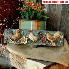 Retro Rooster Metal Sign Farmhouse Plaque Home Decor Rural Chicken Coop Wall Art