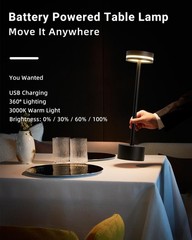 Cordless Table Lamp Portable Battery Powered LED Desk Lamps USB Rechargeable US