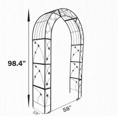 98.4 In. X 58 In. X 19 In. Black Outdoor Metal Garden Arbor Plant Climbing Trell